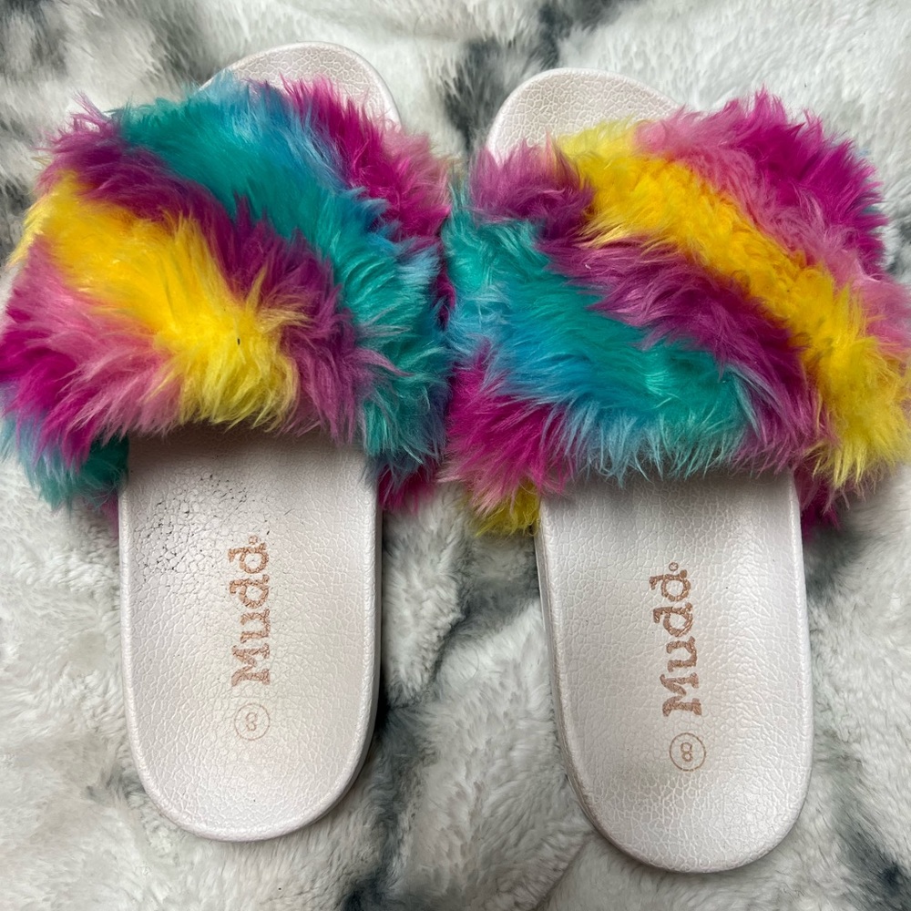 Mudd Fur Slide Slippers Size 8